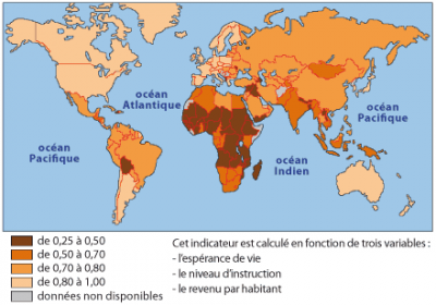 Figure 2 : Carte du développement humain (2000)