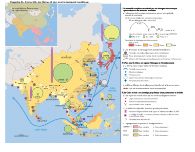 La Chine et son environnement asiatique (Carte extraite de l'ouvrage "La mondialisation contemporaine", N.Balaresque, D.Oster, Nathan,  2013)