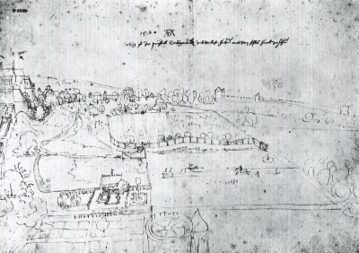 Durër (1520) :Jardins royaux de Bruxelles, crayon (pointe d’argent) et encre (Akademie der Künste, Vienne)