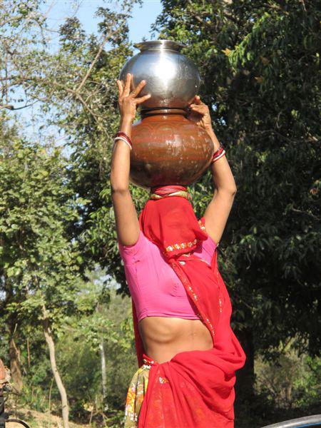 Une porteuse d’eau près de Jodhpur (photo de Maryse Verfaillie, mars 2013)